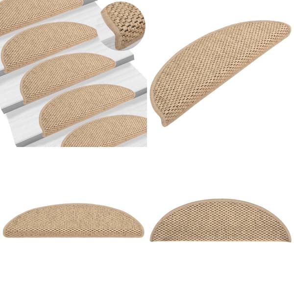 Selvklæbende trappemåtter 15stk. 56x17x3cm sisal-look sandfarve - Trappemåtte - Trappemåtter - Home & Living