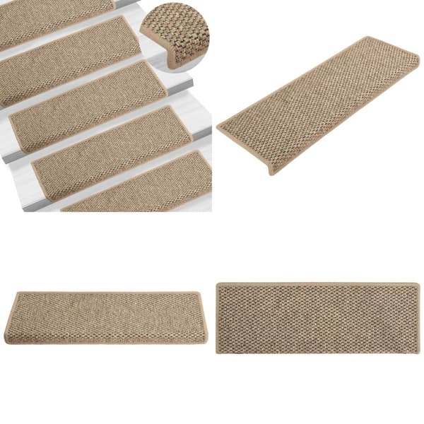 Trappstegsmattor självhäftande sisal 15 st 65x21x4 cm mörkbeige - Trappmatta - Trappmattor - Home & Living