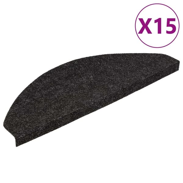 Trappstegsmattor självhäftande 15 st 56x17x3 cm svart