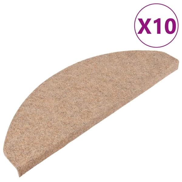 Trappstegsmattor självhäftande 10 st beige 65x22,5x3,5 cm
