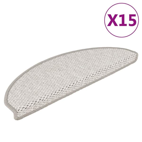 Trappstegsmattor självhäftande sisal 15 st 65x21x4 cm gråvit