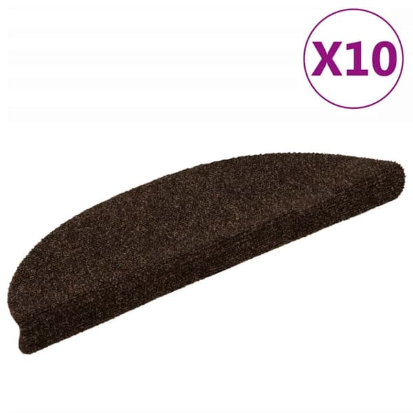 Trappstegsmattor självhäftande 10 st brun 56x17x3 cm brodyr