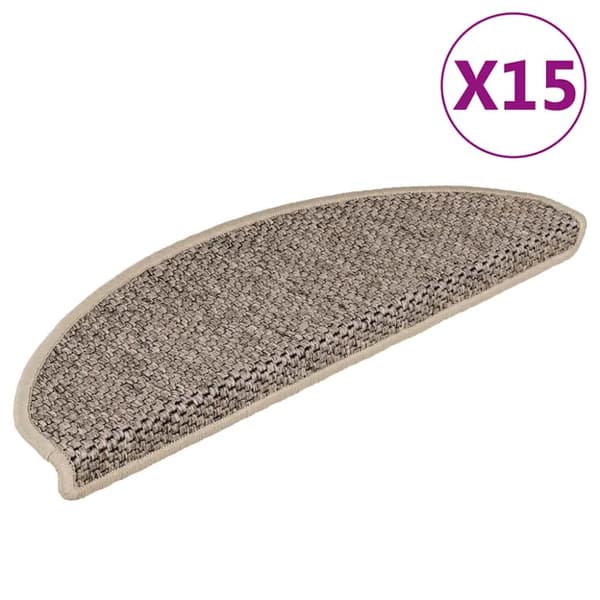 Trappstegsmattor självhäftande sisal 15 st 65x21x4 cm mörkbeige