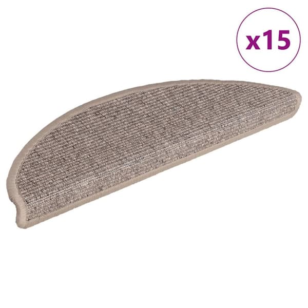 Trappstegsmattor självhäftande 15 st 56x17x3 cm mörkbeige