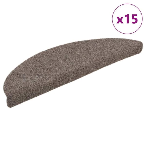 Trappstegsmattor självhäftande 15 st gräddvit 65x21x4 cm brodyr