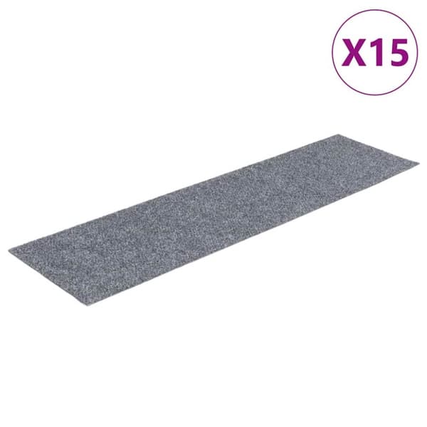 Trappstegsmattor självhäftande 15 st 76x20 cm ljusgrå
