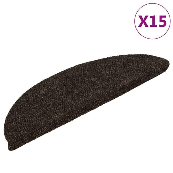 Trappstegsmattor självhäftande 15 st mörkbrun 56x17x3 cm brodyr