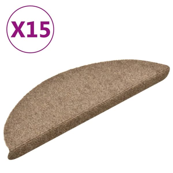 Trappstegsmattor självhäftande 15 st gräddvit 56x17x3 cm brodyr