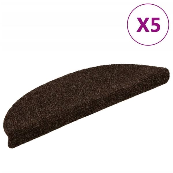 Trappstegsmattor självhäftande 5 st brun 56x17x3 cm brodyr