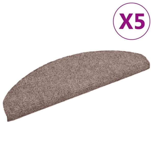 Trappstegsmattor självhäftande 5 st brun 65x21x4 cm brodyr