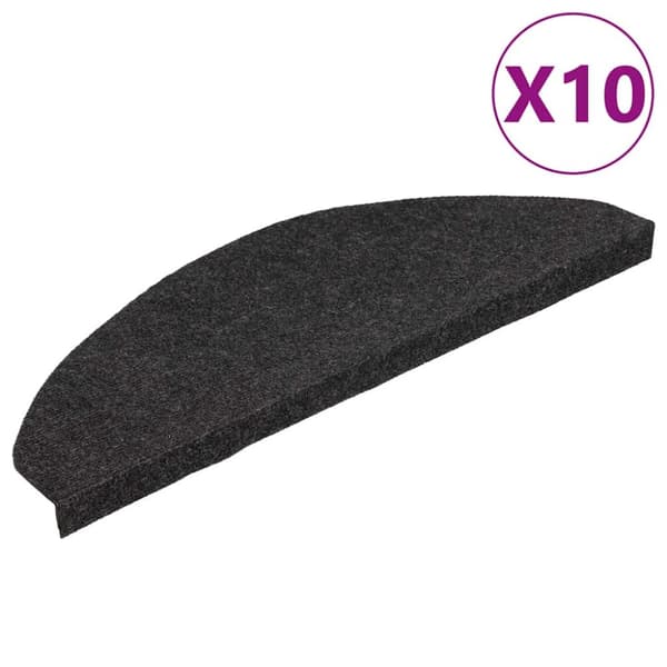 Trappstegsmattor självhäftande 10 st svart 65x22,5x3,5 cm