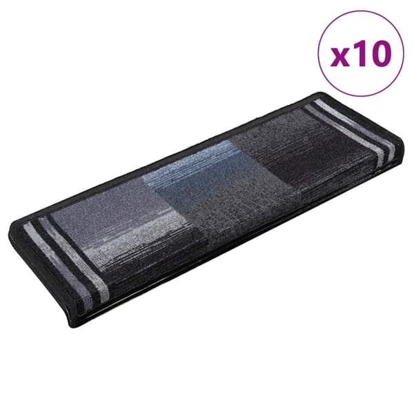 Trappstegsmattor självhäftande 10 st 65x21x4 cm svart och grå