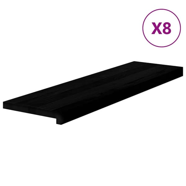 Trappstegsmattor 8 pcs mörkbrun 90x30x2 cm massiv ek