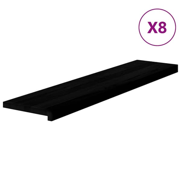 Trappstegsmattor 8 pcs mörkbrun 110x30x2 cm massiv ek