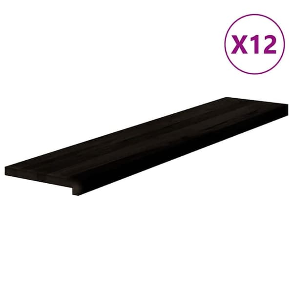 Trappstegsmattor 12 pcs mörkbrun 120x30x2 cm massiv ek
