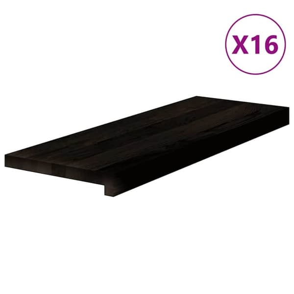 Trappstegsmattor 16 pcs mörkbrun 70x30x2 cm massiv ek