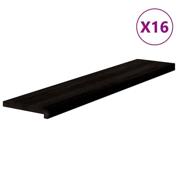 Trappstegsmattor 16 pcs mörkbrun 120x30x2 cm massiv ek
