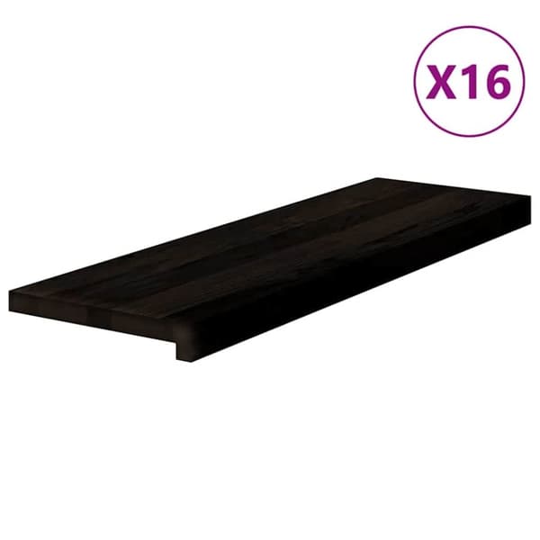 Trappstegsmattor 16 pcs mörkbrun 80x30x2 cm massiv ek