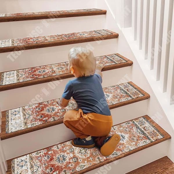 TD® Trappmattor 5 stycken blommönster Trapphus Halkfria fötter Självhäftande limfri och smutsbeständig