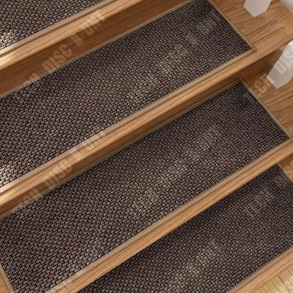 TD® 20*75CM trappsteg 5 stycken stickade trappmattor i konst linne Tyst gummi Halkfri trappmattor