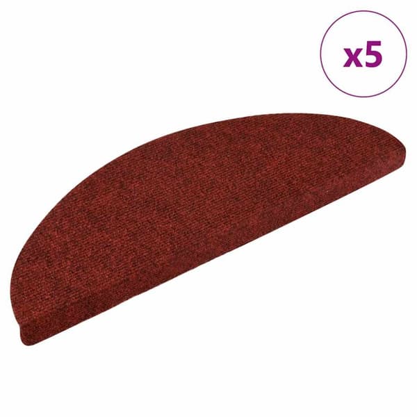 Trappstegsmattor självhäftande 5 st röd 56x17x3 cm brodyr