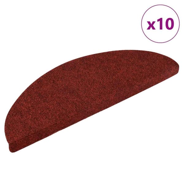 Trappstegsmattor självhäftande 10 st röd 56x17x3 cm brodyr