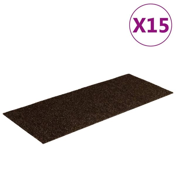 Trappstegsmattor självhäftande 15 st 60x25 cm brun