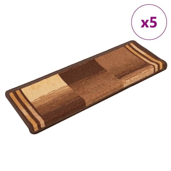 Trappstegsmattor självhäftande 5 st 65x21x4 cm brun