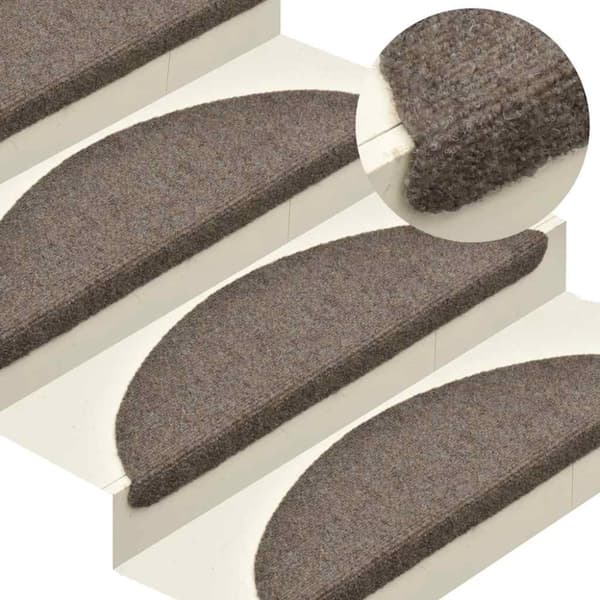Trappstegsmattor självhäftande 10 st gräddvit 65x21x4 cm brodyr