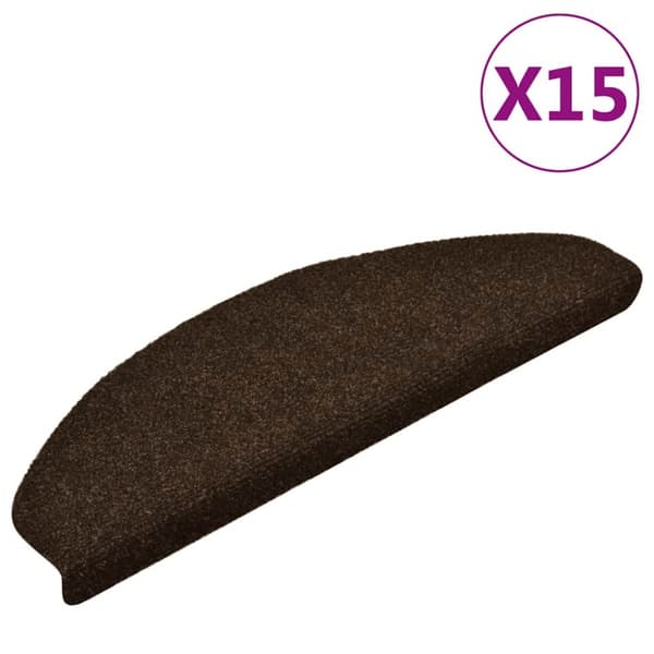 Trappstegsmattor självhäftande 15 st brun 65x21x4 cm brodyr
