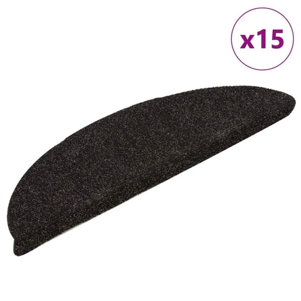 Trappstegsmattor självhäftande 15 st mörkbrun 65x21x4 cm brodyr