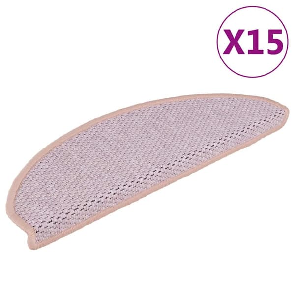 Trappstegsmattor självhäftande sisal 15 st 65x21x4 cm röd