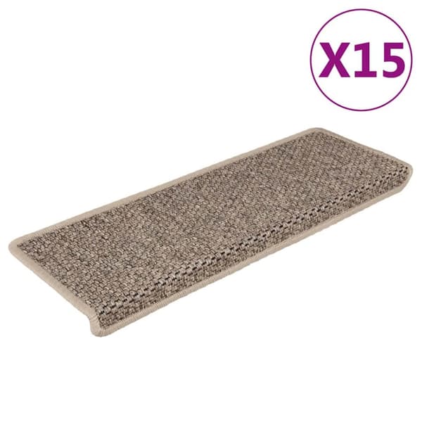Trappstegsmattor självhäftande sisal 15 st 65x21x4 cm mörkbeige
