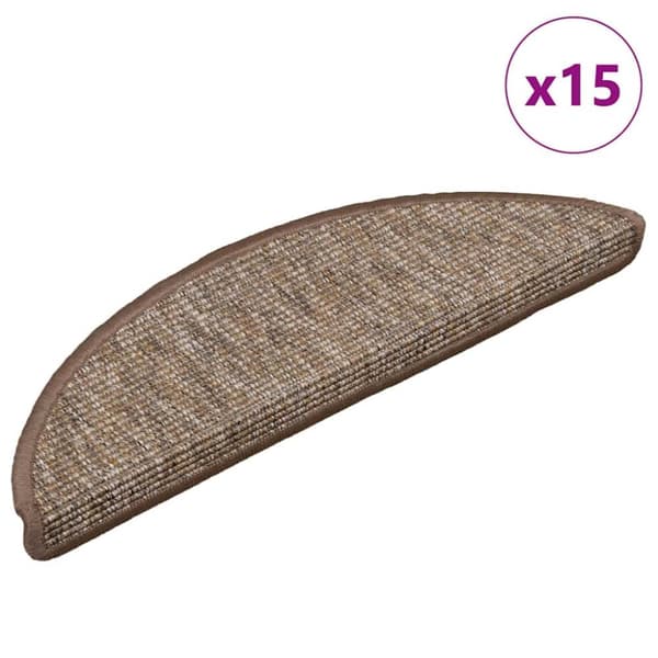 Trappstegsmattor självhäftande 15 st 56x17x3 cm brun