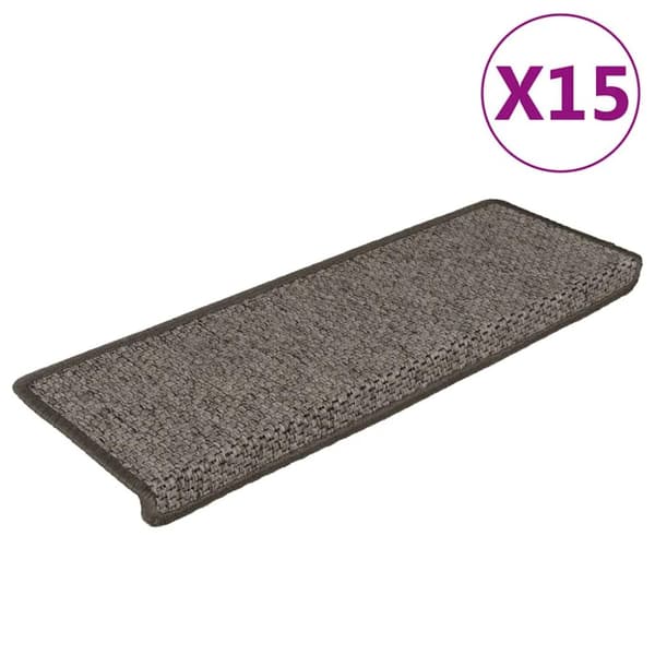 Trappstegsmattor självhäftande sisal 15 st 65x21x4 cm grå beige