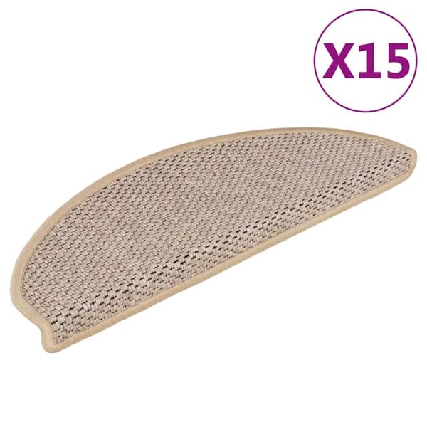 Trappstegsmattor självhäftande sisal 15 st 65x21x4 cm ljusbeige