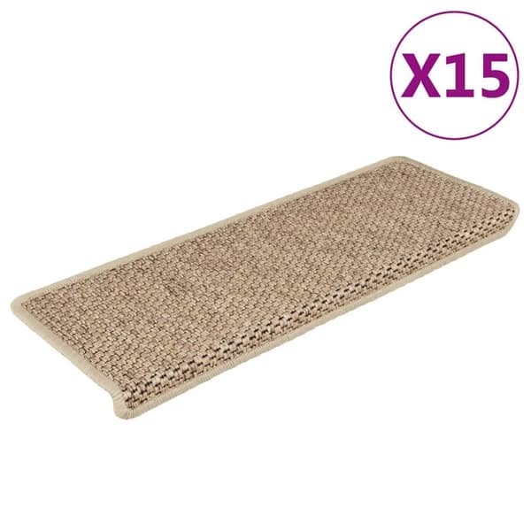 Trappstegsmattor självhäftande sisal 15 st 65x21x4 cm sand