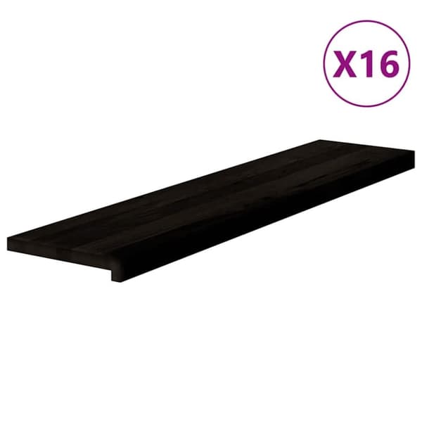Trappstegsmattor 16 pcs mörkbrun 110x25x2 cm massiv ek