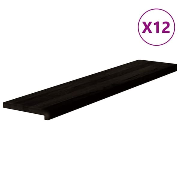 Trappstegsmattor 12 pcs mörkbrun 120x25x2 cm massiv ek