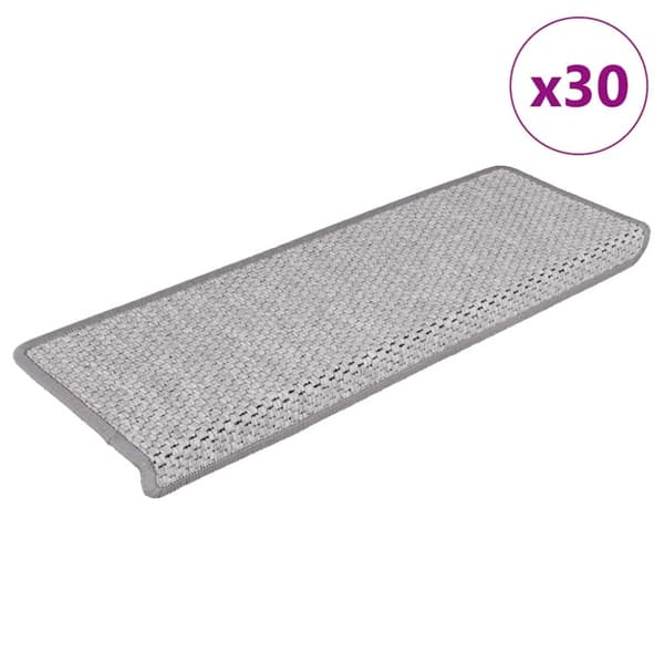 Trappmattor självhäftande sisal-look 30 st 65x21x4 cm platina