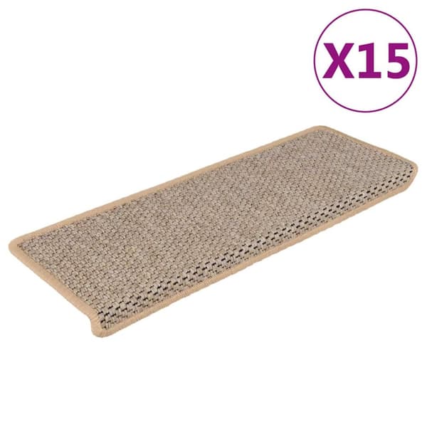 Trappstegsmattor självhäftande sisal 15 st 65x21x4 cm ljusbeige