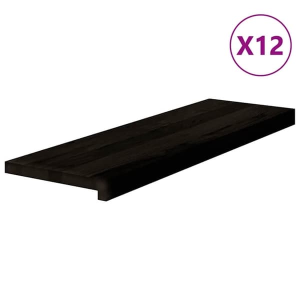 Trappstegsmattor 12 pcs mörkbrun 80x30x2 cm massiv ek