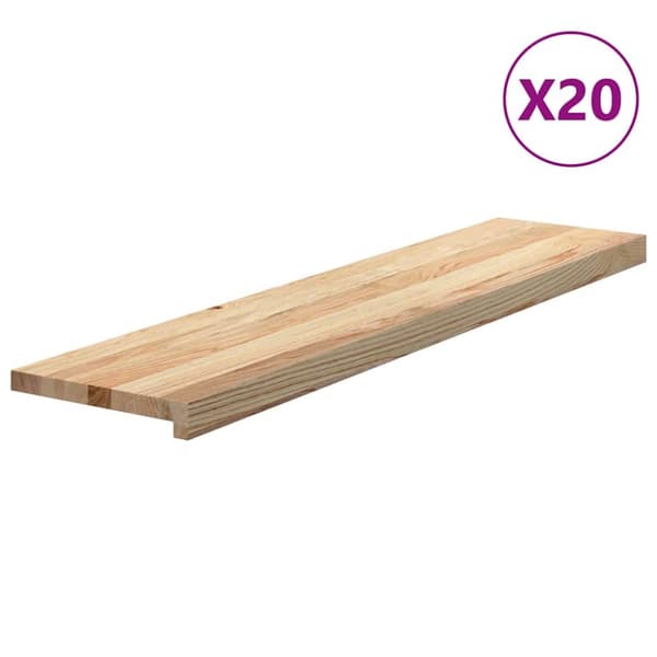 Trappstegsmattor 20 pcs obehandlad 110x30x2 cm massiv ek