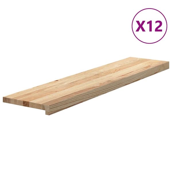 Trappstegsmattor 12 pcs obehandlad 110x30x2 cm massiv ek