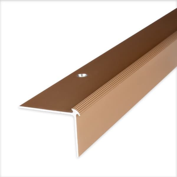 Trappsteg i anodiserad aluminium ljusbrons 2.5 x 30 x 40 x 2700 mm med hål 1 styck