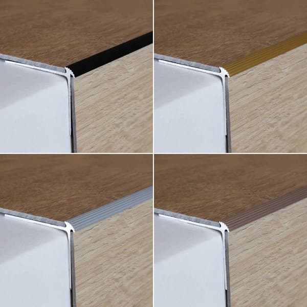 PROVISTON aluminium anodiserad gångjärn 2.5 x 30 x 40 x 1000 mm hålad trapphörn kombinerad hörnlist