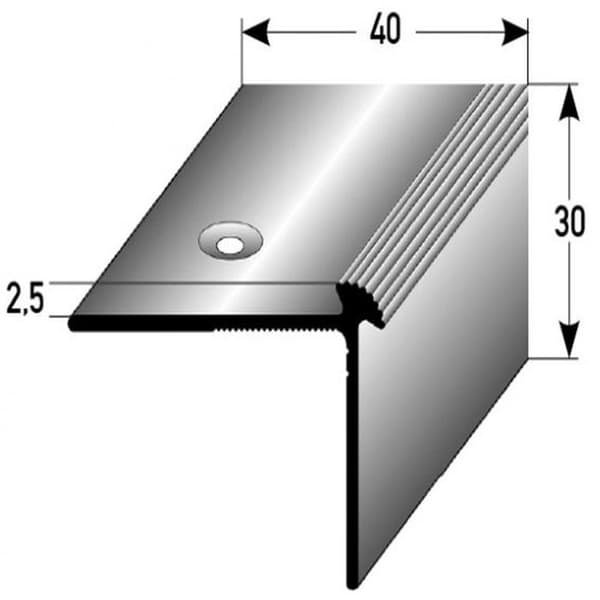 Nez av trappa anodiserad aluminium mörkbrons 2.5 x 30 x 40 x 2700 mm Genomgående 1 styck