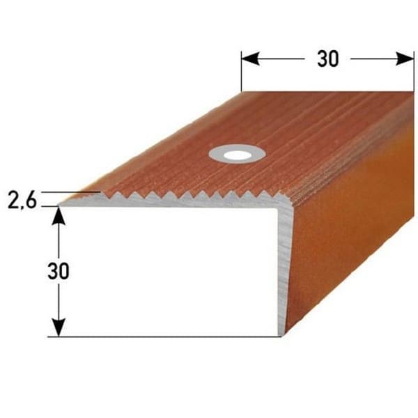 PROVISTON Mörk aluminium trappstegskant l 30 mm H 30 mm L 1000 mm Förborrad Trapphörn Profilhörn Kombinerad hörn