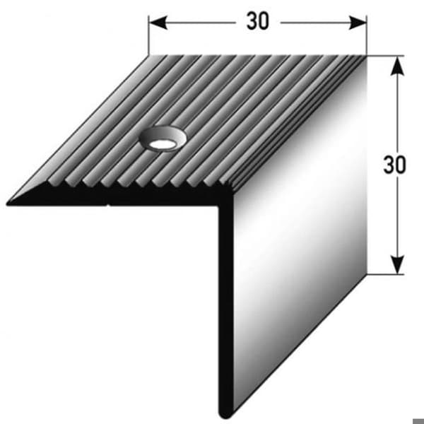 PROVISTON Mörk aluminium trappstegskant l 30 mm H 30 mm L 1000 mm Förborrad Trapphörn Profilhörn Kombinerad hörn