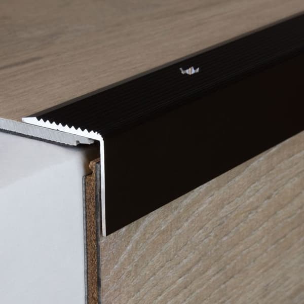 PROVISTON näslist i aluminium mörkbrons l 30 mm H 22 mm L 2700 mm borrad profil av näslist hörnprofil kombinerad...